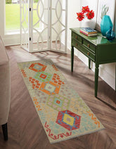 Flat Weave Kilim Antique Navaho Vintage handmade Geometric Kilim Brown Red Hand-Woven Runner 100% Wool Area Rug 3x6